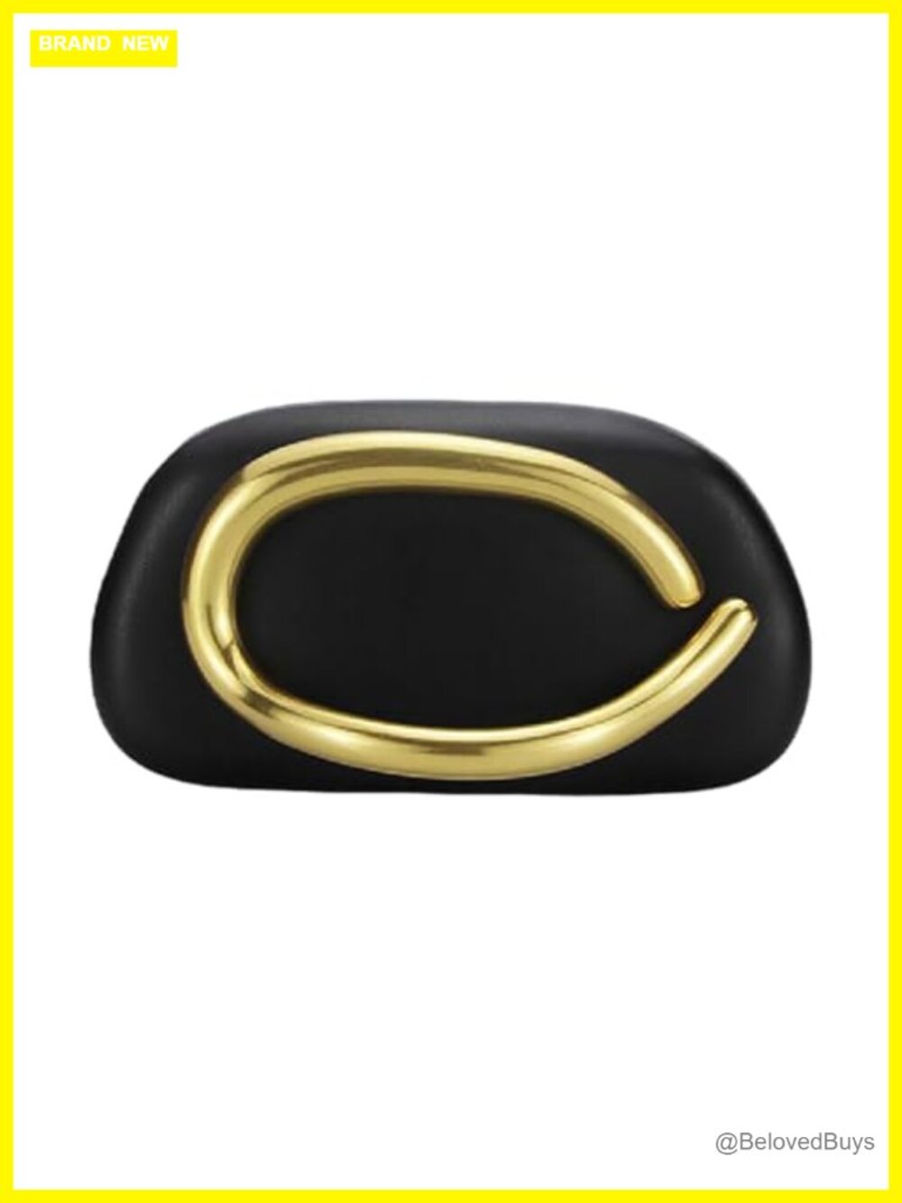 Faux Leather Metal Handle Clutch Handbag